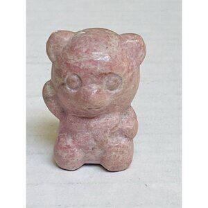 Pink Crystal Carved Bear Mini Figure Figurine